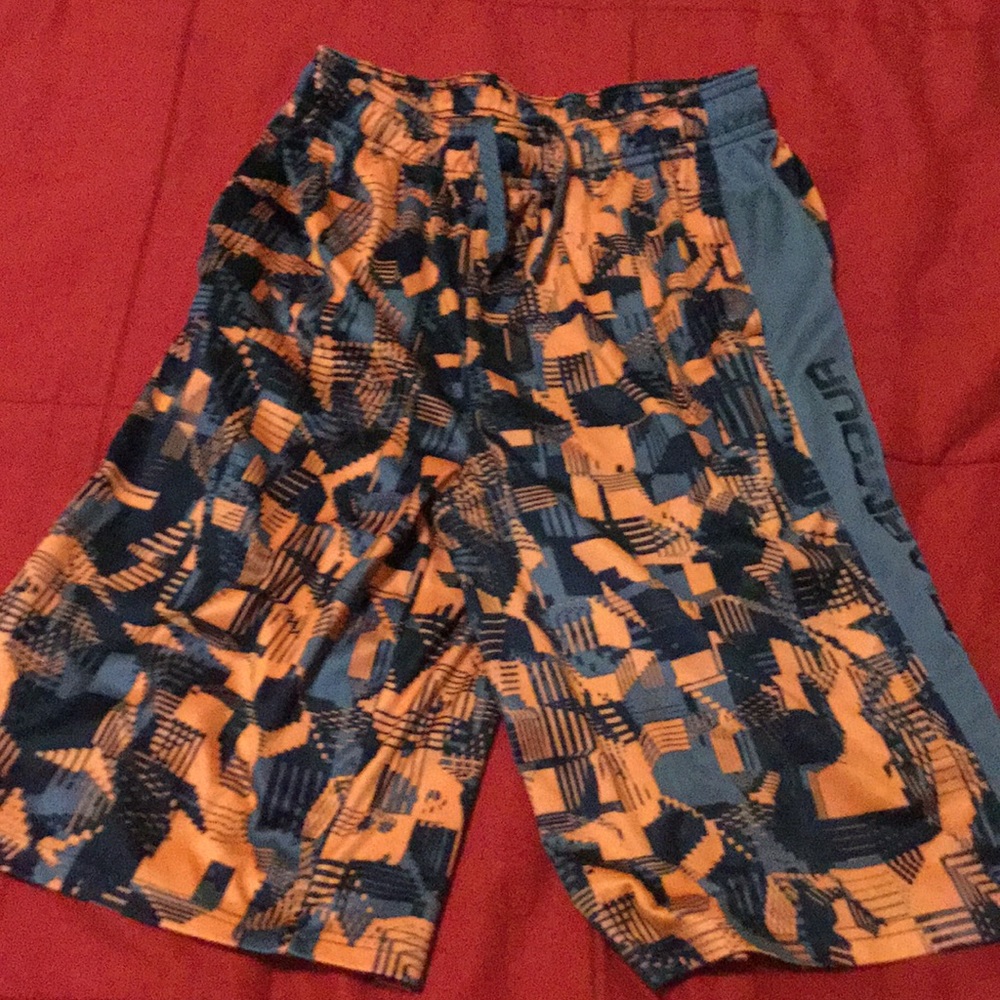 Boys Orange Under Armour Athletic Shorts